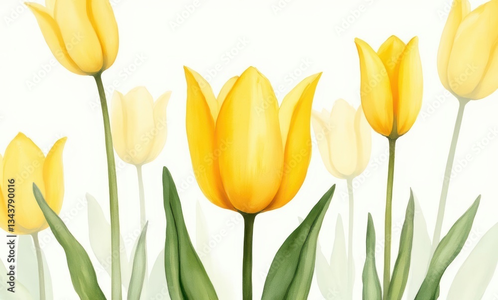 Vibrant yellow tulips in bloom Vibrant yellow tulips in bloom