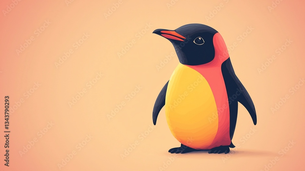 Fototapeta premium Cute Penguin, Pastel Background