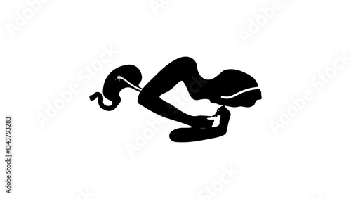 Endoscopy and Gastroscopy, black isolated silhouette