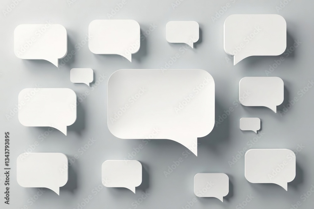 White and gray minimalist speech bubble pattern, chat, neutral, elegant
