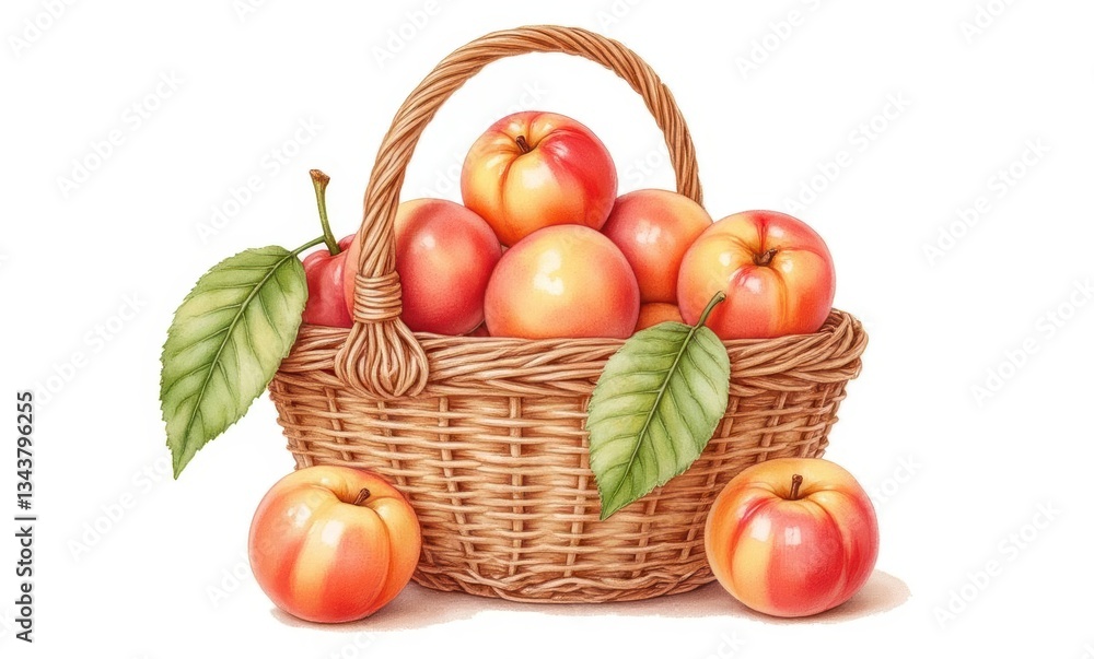 Fresh apples in a woven basket Fresh apples in a woven basket