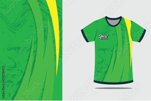Sport jersey template mockup curve line design for football soccer, racing, running, e sports, in green color EPS 10