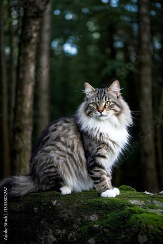 Wallpaper Mural araffe sitting on a moss covered rock in a forest Torontodigital.ca