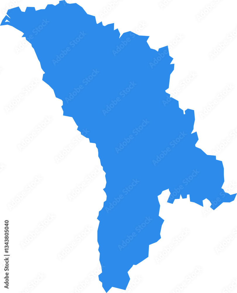 Fototapeta premium Solid Blue Silhouette Map of Moldova