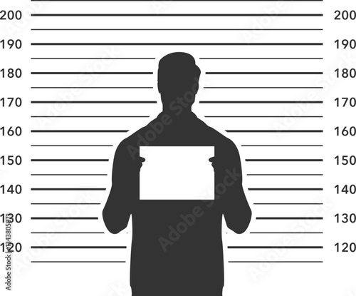 Male Mugshot Silhouette with Height Chart