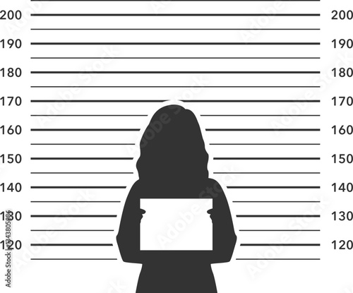 Female Mugshot Silhouette with Height Chart