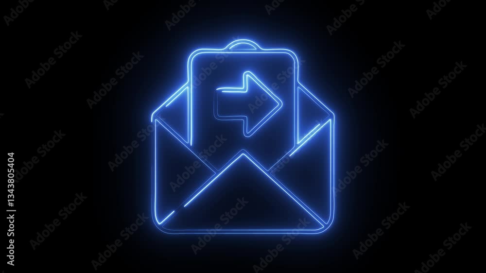 Glowing neon email sent icon isolated on black background. HD Video motion graphic animation Glowing neon email sent icon isolated on black background. HD Video motion graphic animation