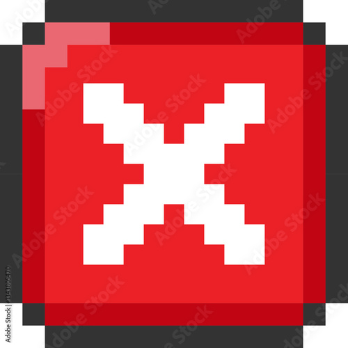 Pixelated red error button with white X