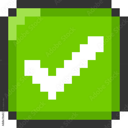 Pixelated green checkmark button for approval