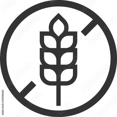 Gluten-free symbol with crossed-out wheat stalk