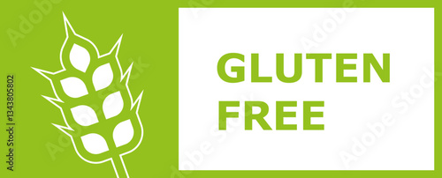 Green gluten-free label with wheat icon