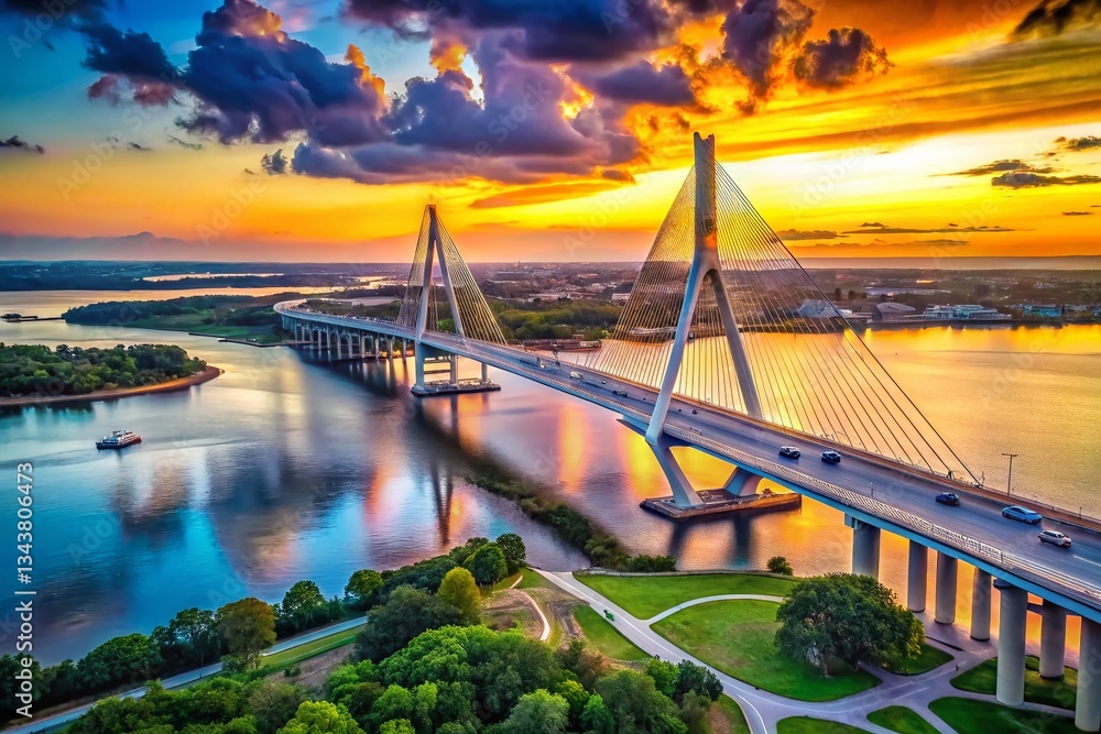 Obraz premium Charleston, South Carolina's Arthur Ravenel Bridge: A Stunning Architectural Marvel