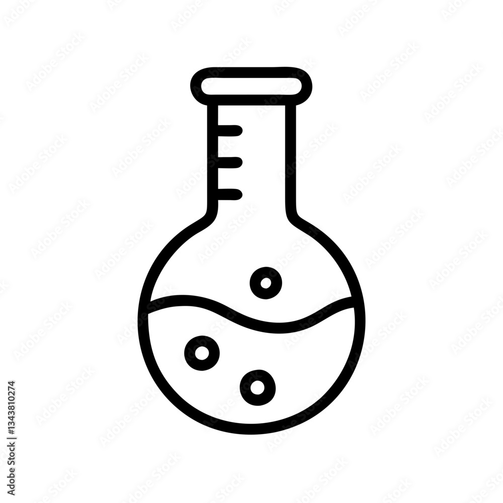 Chemistry flask, thin line vector icon with transparent background. School education, university laboratory . Science Chemistry flask, thin line vector icon with transparent background. School education, university laboratory . Science