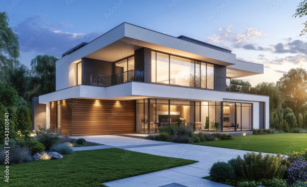 Modern luxury home with sleek design and expansive windows. Modern luxury home with sleek design and expansive windows.