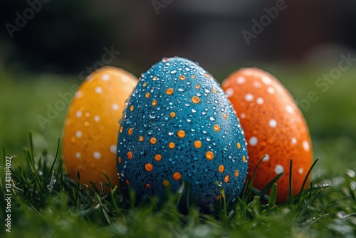 The image depicts an Easter chaos scene with a predominant use of the color orange, creating a vibrant and lively atmosphere.