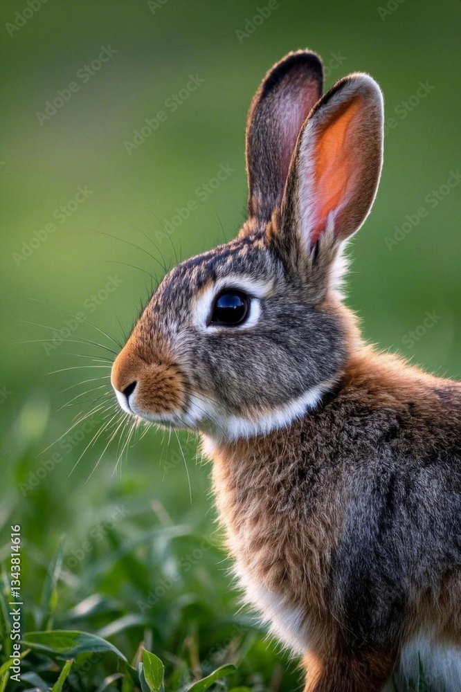 Fototapeta premium there is a small rabbit that is sitting in the grass