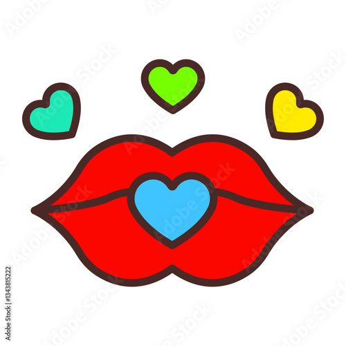 Lips Kiss Icon Design