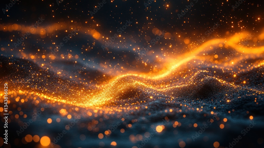 Glowing Golden Particles Abstract Background Glowing Golden Particles Abstract Background