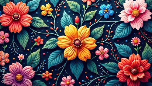 Intricate floral design seamlessly loops horizontally , texture, elegant