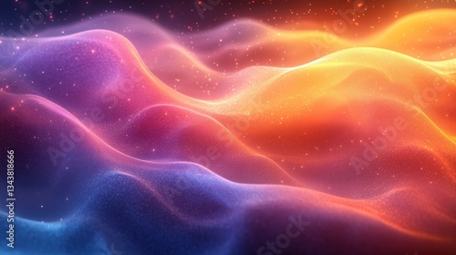 Abstract glowing wavy landscape photo