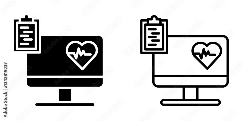 Online medical linear icon on white background Online medical linear icon on white background