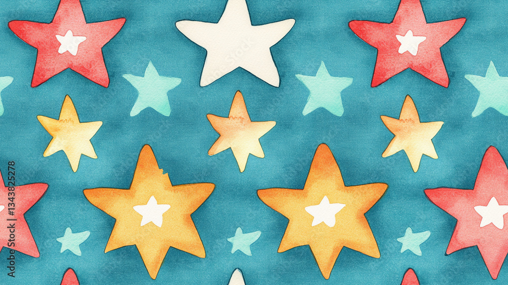 Fototapeta premium seamless pattern Colorful stars blue background create joyful