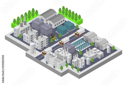 Industrial Factory Logistics Building Isometric