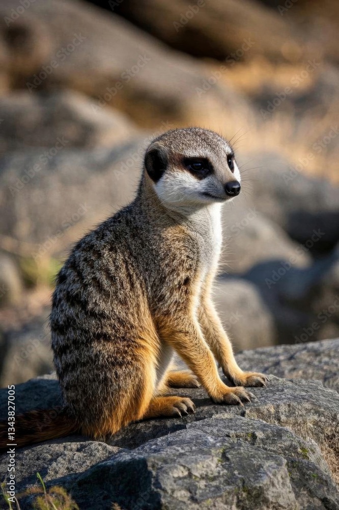 Fototapeta premium there is a small animal sitting on a rock in the sun