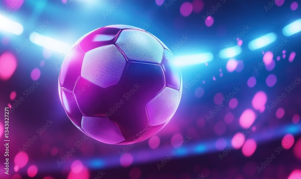 Naklejka premium Neon Soccer Ball: A Futuristic Sports Image