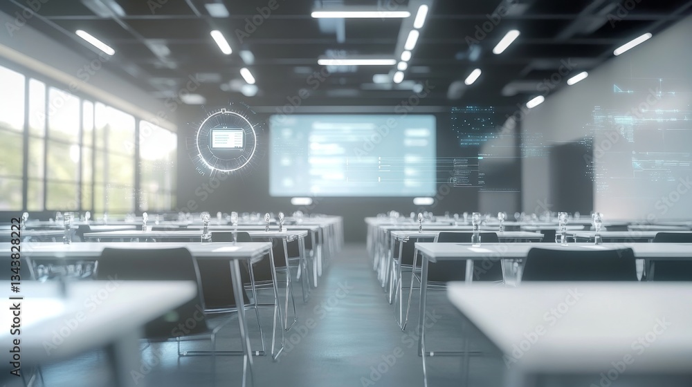 Dynamic Innovation: Startup Pitch Event in Futuristic Conference Hall Dynamic Innovation: Startup Pitch Event in Futuristic Conference Hall