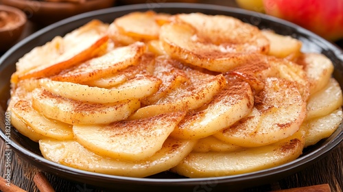A dish of delicious baked apples with sprinkled cinnamon for dessert