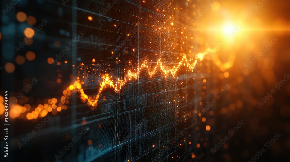 Obraz premium Dynamic financial chart, upward trend