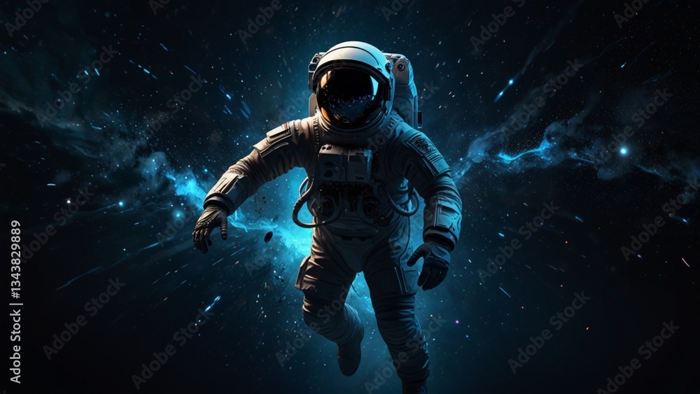 custom made wallpaper toronto digitalAstronaut floating in the vastness of space, surrounded by twinkling stars and vibrant nebulae. The astronaut's suit is detailed with intricate designs.