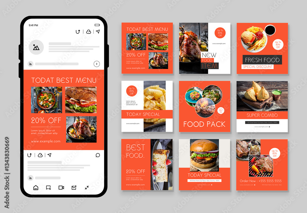 Food Social Media Post Set Stock Template | Adobe Stock