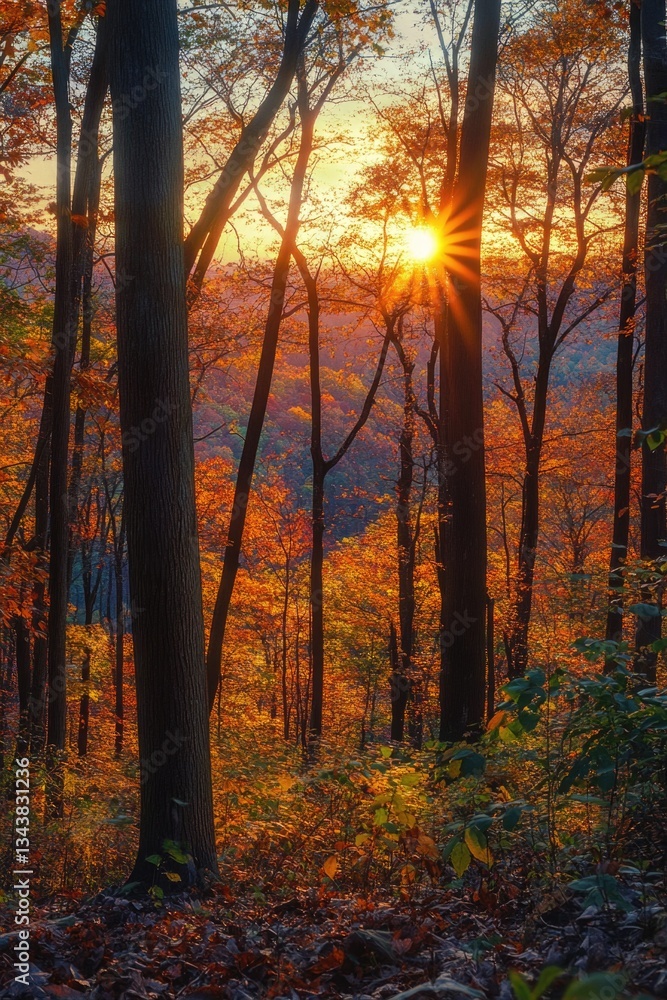 Obraz premium Trees with sunlight filtering through