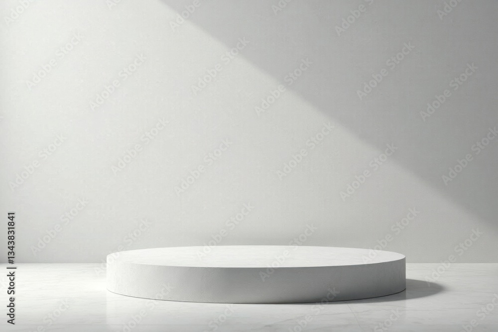 Elevated Circular Platform on a Marble Surface with Subtle Light and Shadow Elevated Circular Platform on a Marble Surface with Subtle Light and Shadow
