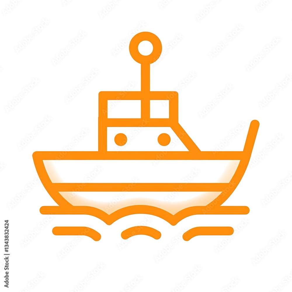 Orange Tugboat Icon Vessel Boat Ship Watercraft Maritime Ocean Sea Travel Transportation Orange Tugboat Icon Vessel Boat Ship Watercraft Maritime Ocean Sea Travel Transportation