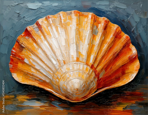 seashell on a wooden background