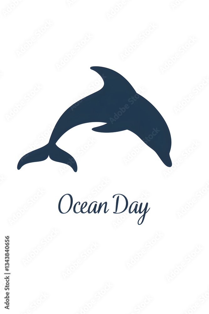 Fototapeta premium Dolphin Silhouette for World Oceans Day, Minimalist Poster Design