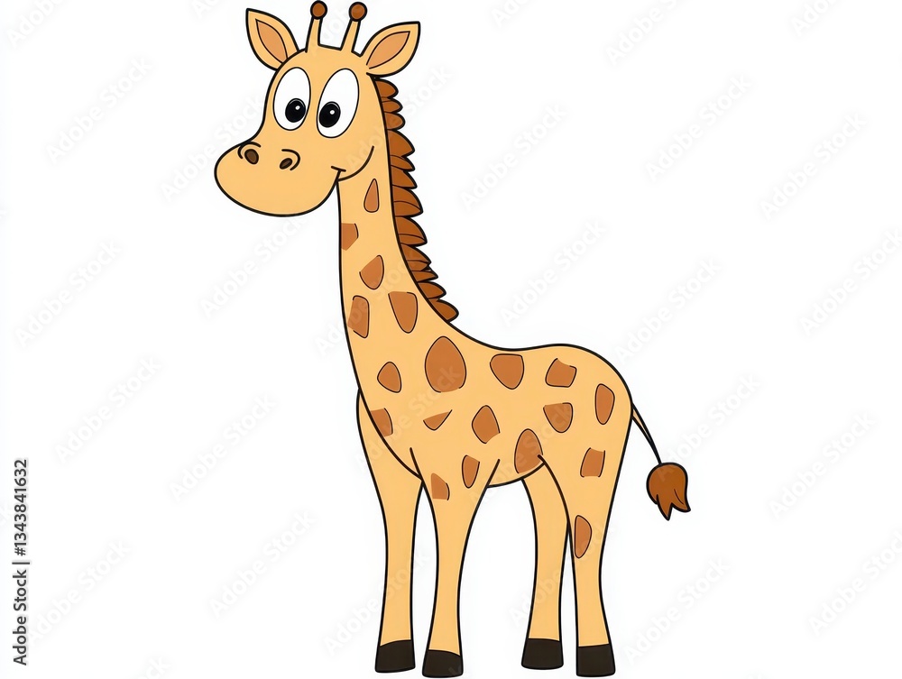 Cute Cartoon Giraffe Illustration with Brown Spots Cute Cartoon Giraffe Illustration with Brown Spots