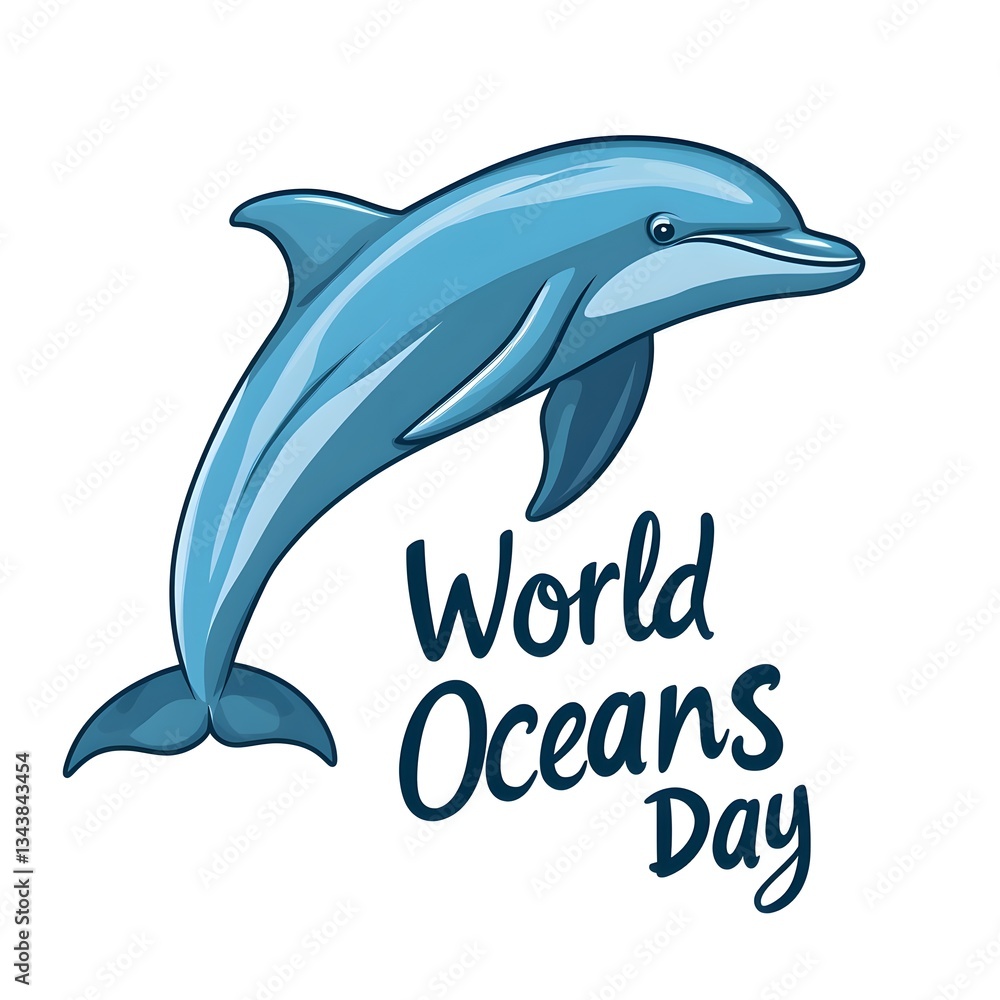 Fototapeta premium Dolphin Silhouette for World Oceans Day, Minimalist Poster Design