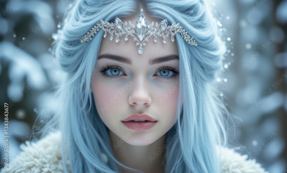 Enchanting woman with icy blue hair Enchanting woman with icy blue hair