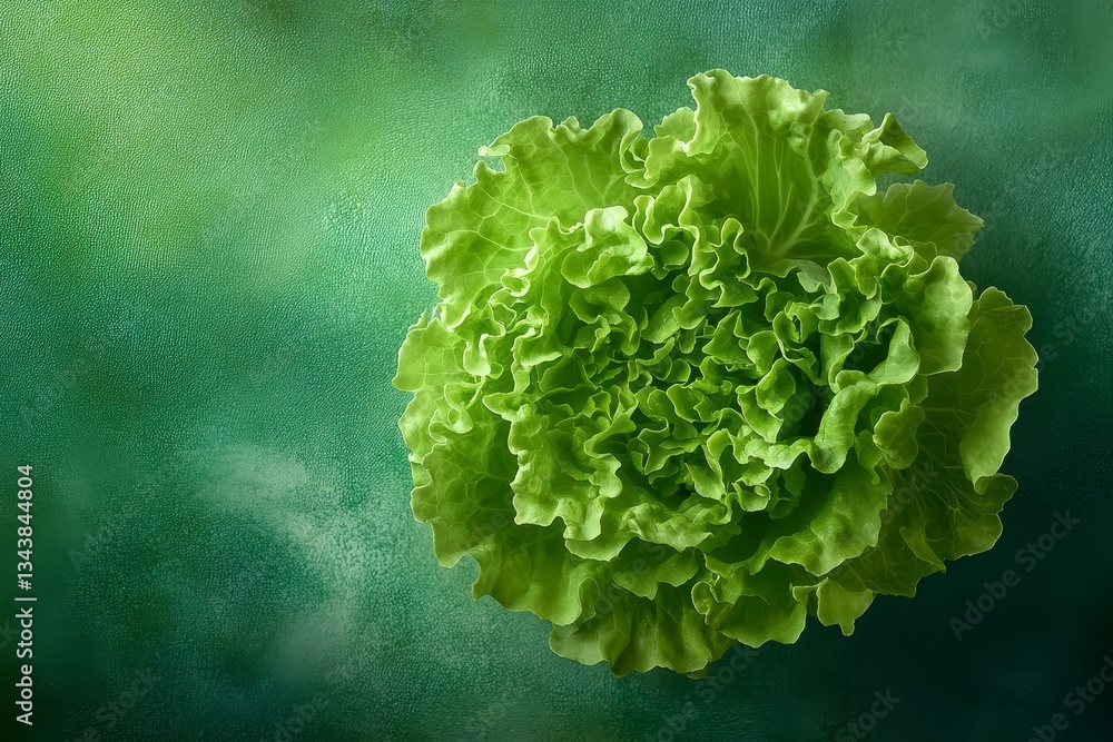 Fresh Green Lettuce Head with Water Droplets on Dark Background Fresh Green Lettuce Head with Water Droplets on Dark Background