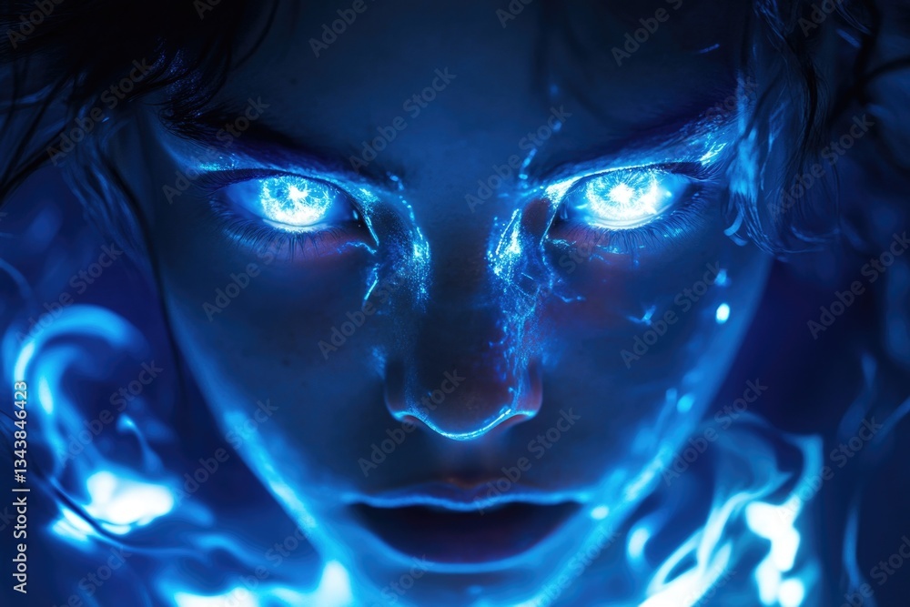 Obraz premium Close-up of person with glowing eyes