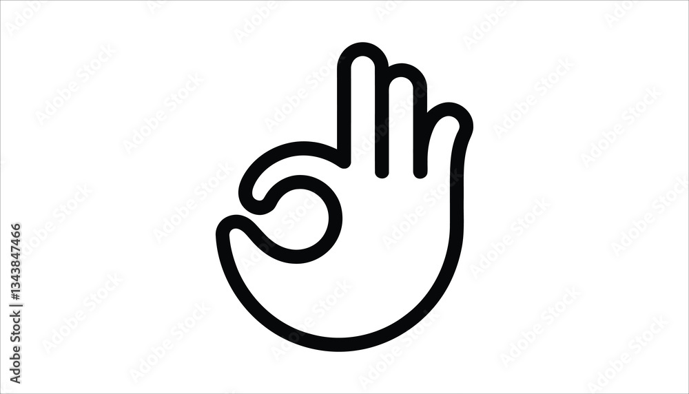 OK Hand Gesture Icon. Simple Outline Vector Design. OK Hand Gesture Icon. Simple Outline Vector Design.