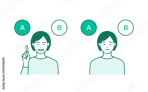 選択肢を考える若い女性のベクターイラスト