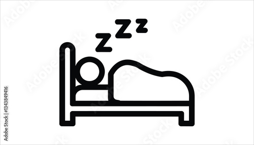 Sleeping Person Icon. Bed and ZZZ Symbol Vector Illustration.