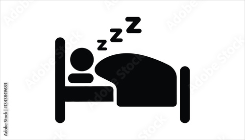 Sleeping Person in Bed Icon. ZZZ Symbol Vector Illustration.