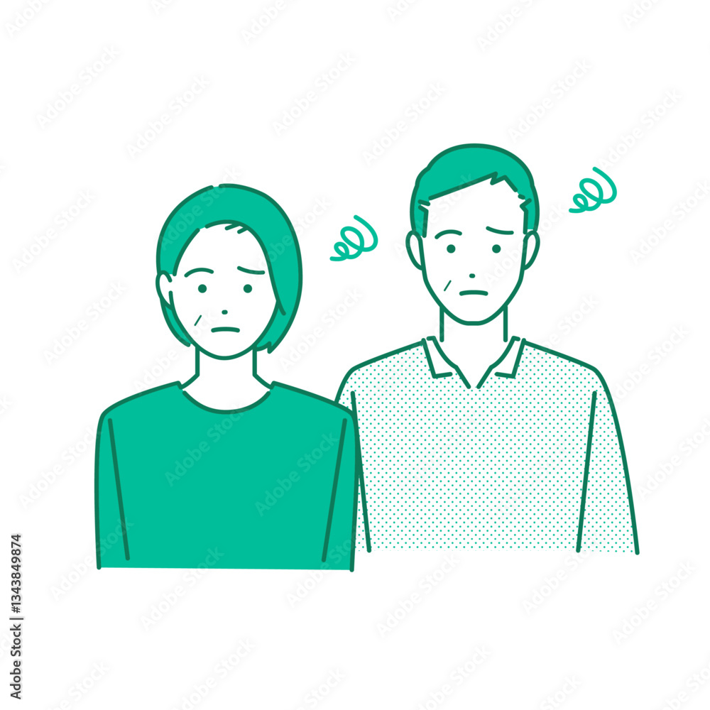 困っているシニア夫婦のアバター素材イラスト 困っているシニア夫婦のアバター素材イラスト