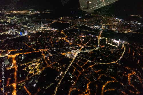 Canvas Print Aerial photos of the Bratislava Castle sits high above the Slovakian capital city of Bratislava and the Danube River